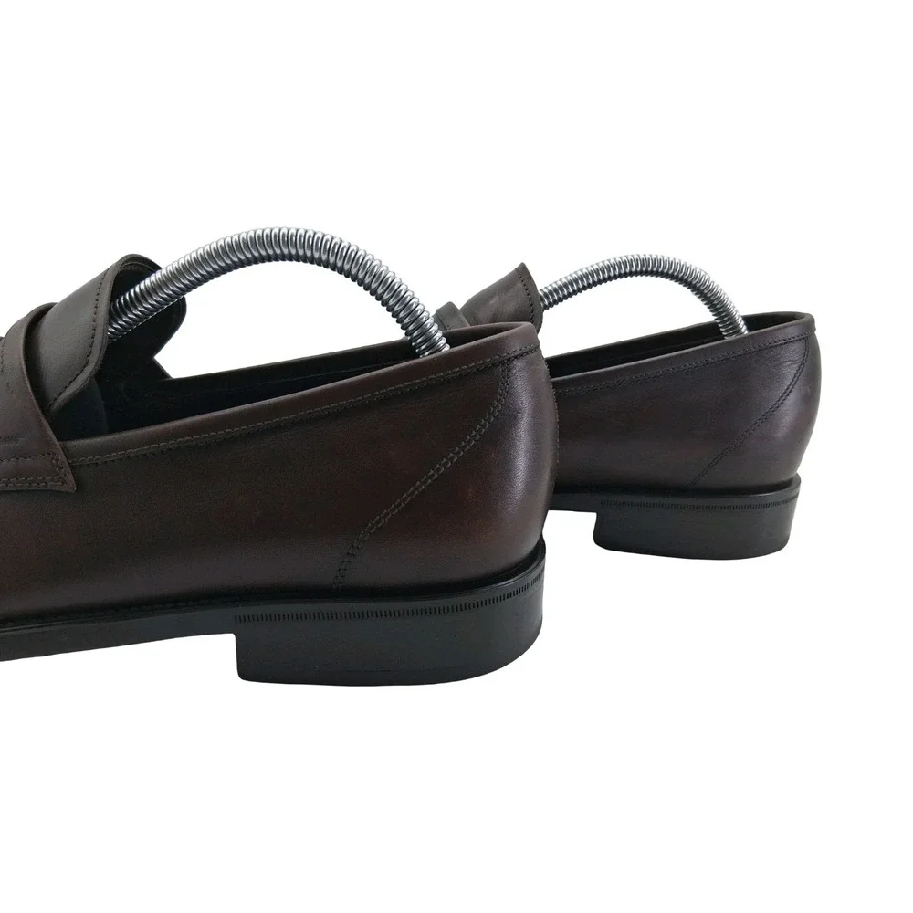 Salvatore Ferragamo Shoes Mens Size 9 Brown Leather Dress Loafers Made Italy EE